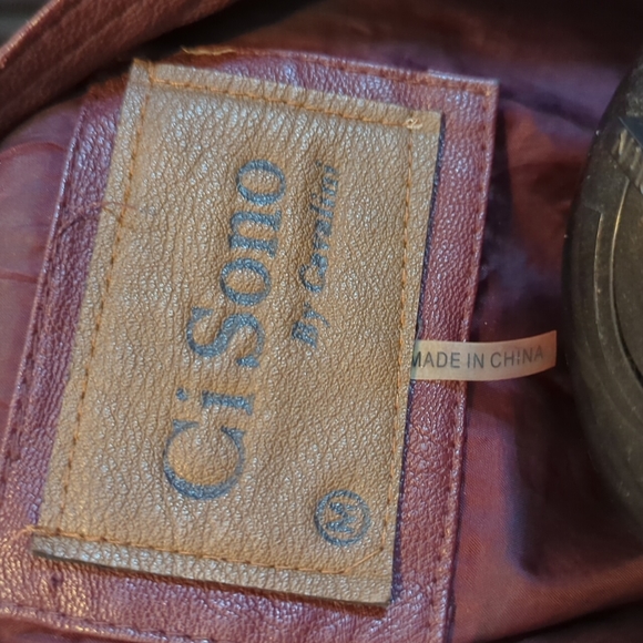 Burgundy Faux Leather Jacket - Picture 4 of 5